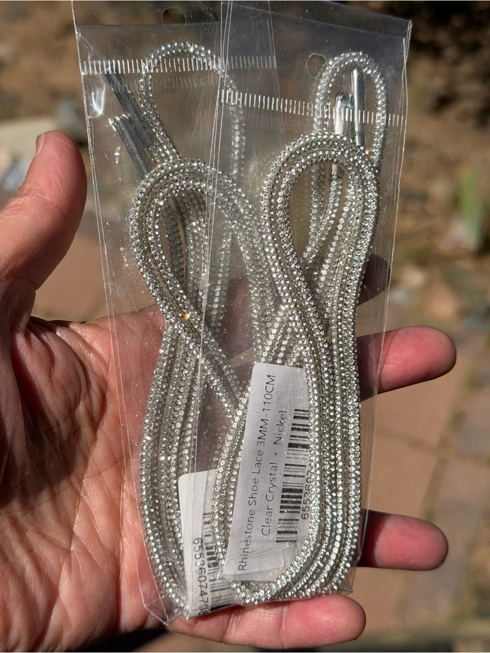Clear Crystal Rhinestone Shoe Laces - Sparkling Silver‎